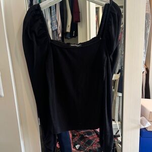 Nordstrom Something Navy Colab-  Black Square Neck Top